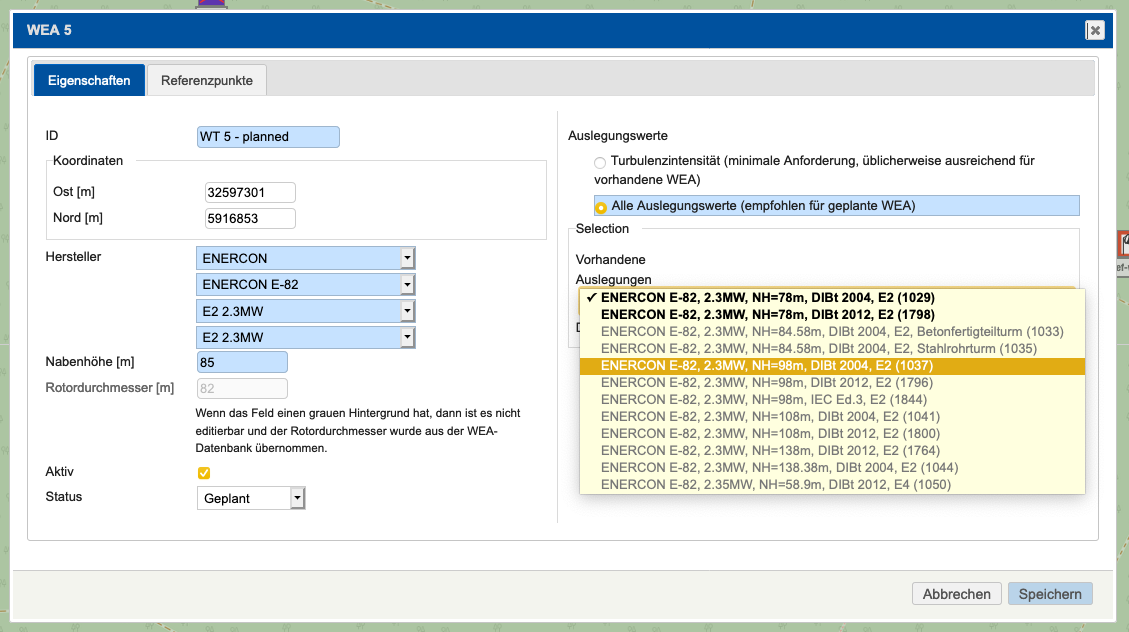 Verbesserte Auswahl der geeigneten Auslegungen im WEA-Dialog Verbesserte Auswahl der geeigneten Auslegungen im WEA-Dialog